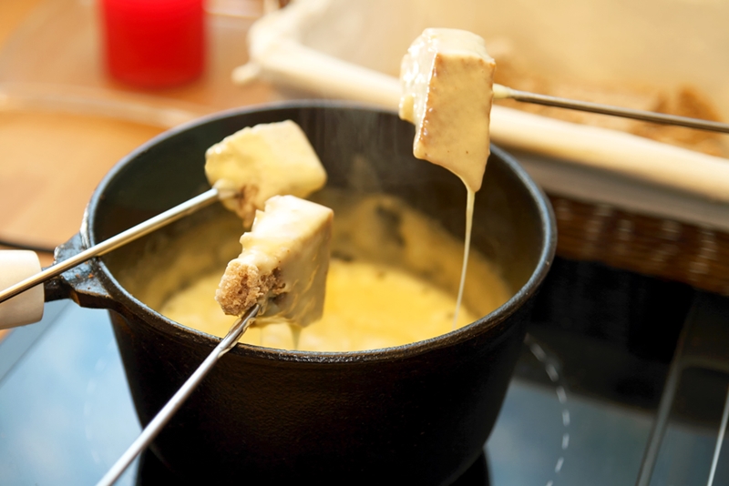 Purchase a home fondue set for an easy but indulgent couples dinner.